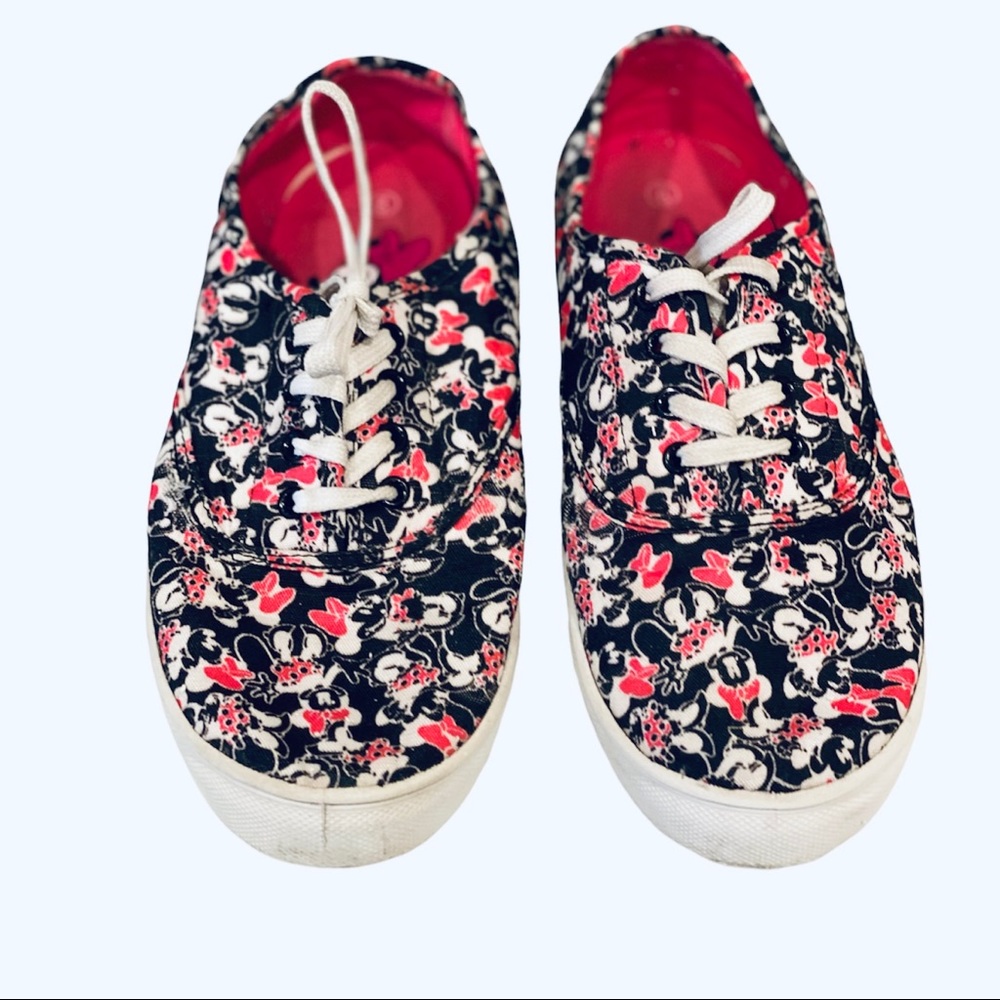 Disney Minnie Mouse Sneakers Shoes Black Pink White 9 Bow Keds Casual Mickey
